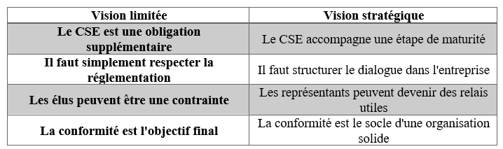 Tableau de synthèse d'un CSE stratégique Tableau de synthèse d'un CSE stratégique