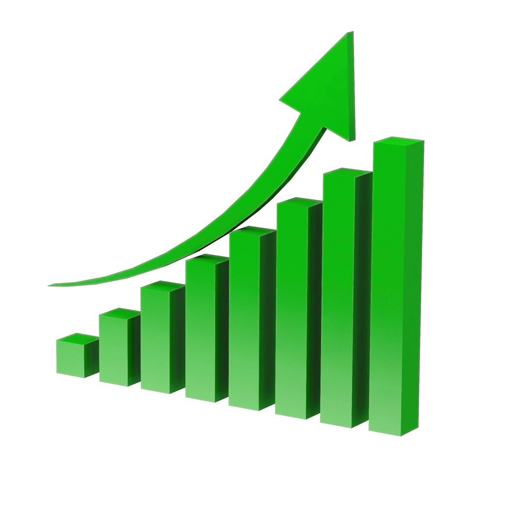 Graph à barres vertes montrant une tendance à la hausse. Graph à barres vertes montrant une tendance à la hausse.